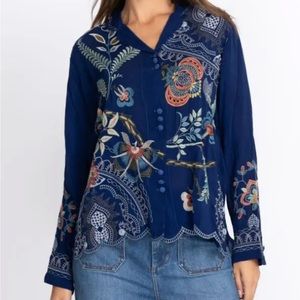 Johnny Was Prue Blouse Dark Blue